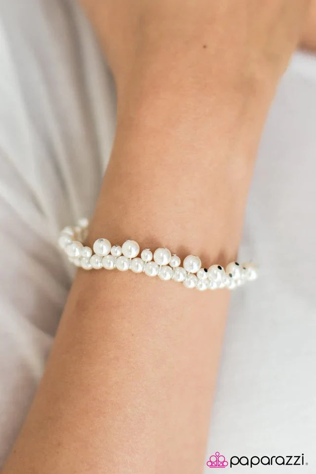 Paparazzi Bracelet ~ Date With Divine - White