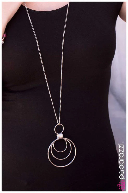 Paparazzi Necklace ~ Hoop Dreams - Silver