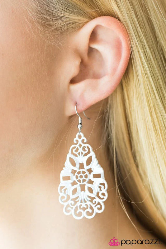 Paparazzi Earring ~ Garden Tea Party - White