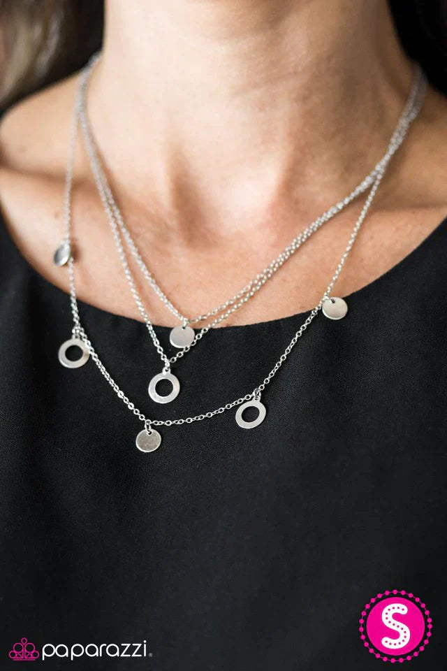 Paparazzi Necklace ~ Shimmer Over Heels - Silver