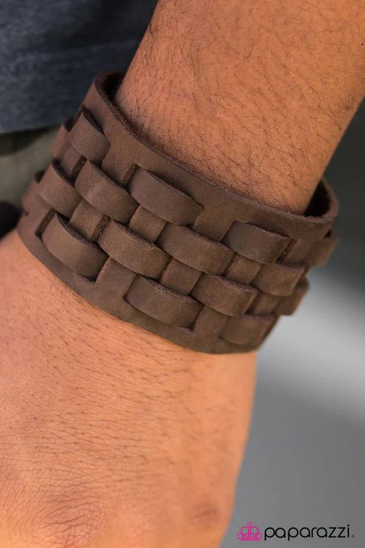 Paparazzi Bracelet ~ Laces and Leather - Brown
