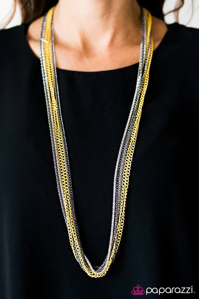 Paparazzi Necklace ~ Colorful Calamity - Yellow