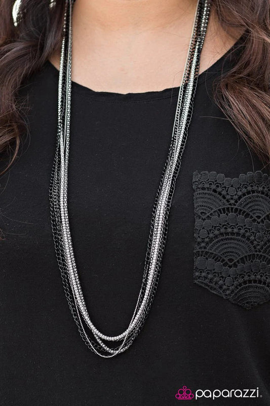 Paparazzi Necklace ~ Colorful Calamity - Black