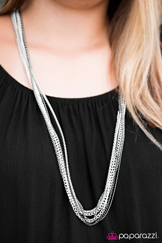 Paparazzi Necklace ~ Colorful Calamity - White