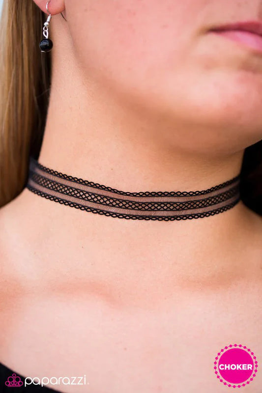 Paparazzi Necklace ~ Race To LACE - Black