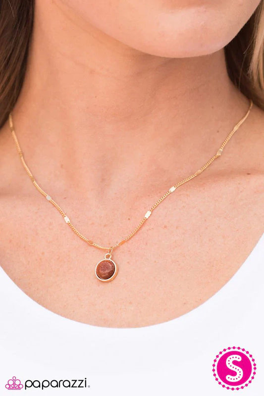 Paparazzi Necklace ~ Versed In Glitter - Brown