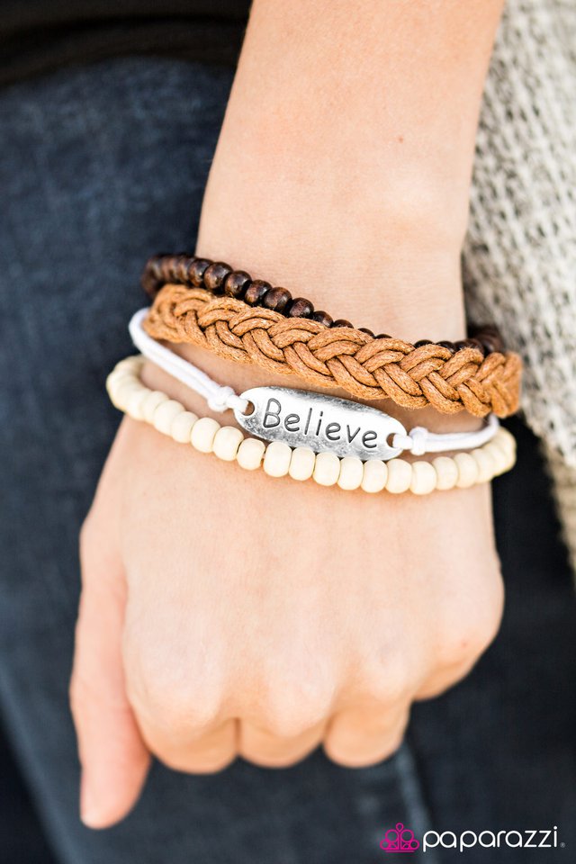 Paparazzi Bracelet ~ Believe In Yourself - White