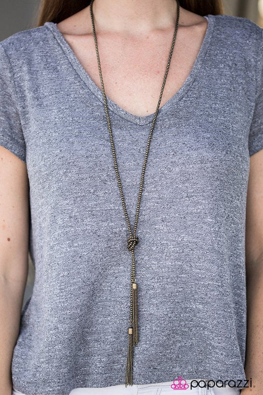 Paparazzi Necklace ~ I Love You KNOT - Brass