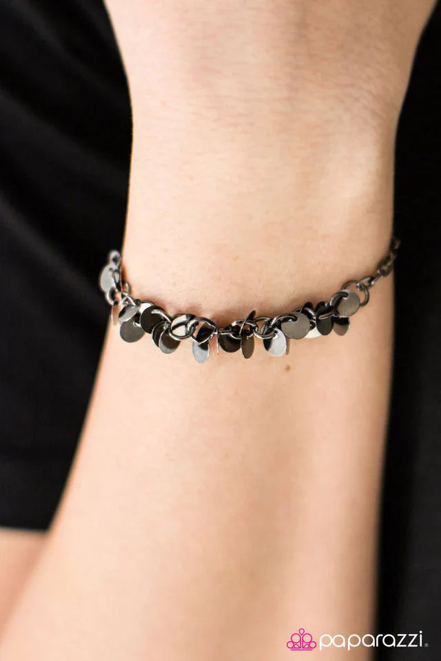Paparazzi Bracelet ~ Shimmer Train - Black