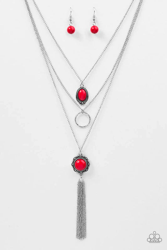 Paparazzi Necklace ~ Floral Fanatic - Red