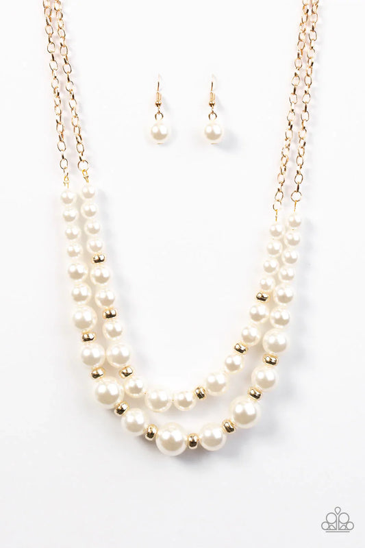 Paparazzi Necklace ~ Pearly Perfectionist - Gold