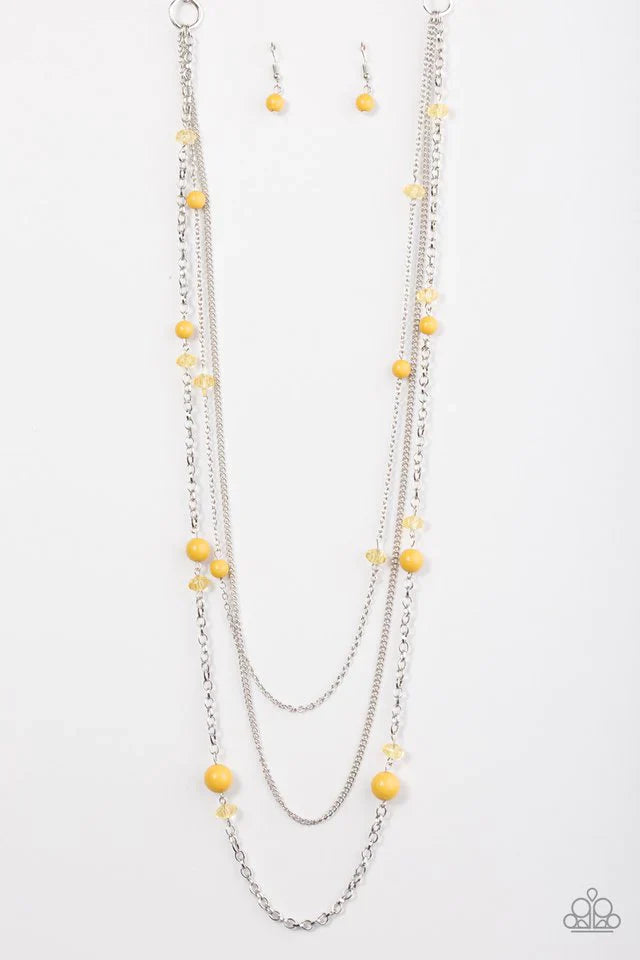 Paparazzi Necklace ~ Triple Tango - Yellow