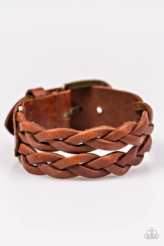 Paparazzi Bracelet ~ BUCKLE Fever - Brown