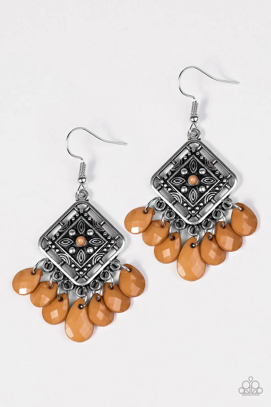 Paparazzi Earring ~ San Diego Spree- Brown