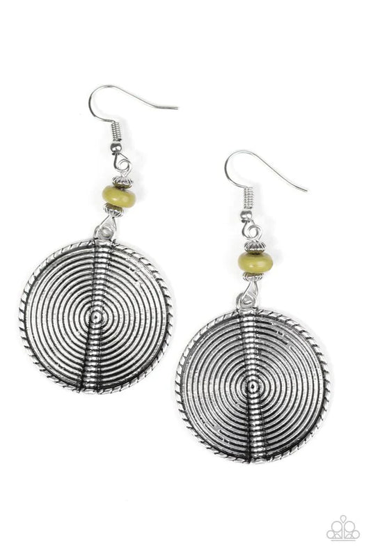 Paparazzi Earring ~ Wild World - Green