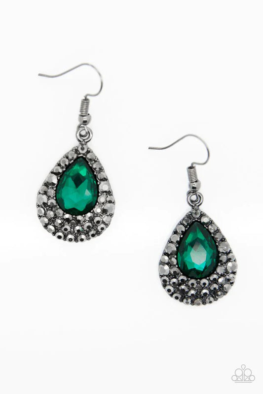 Paparazzi Earring ~ Reel In The Glitter - Green