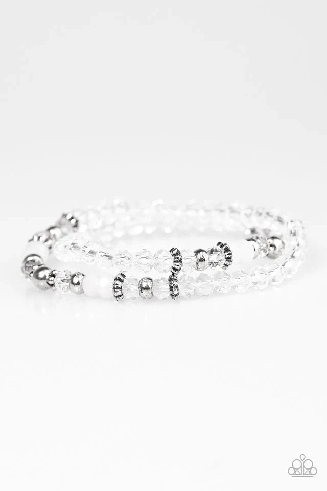 Paparazzi Bracelet ~ Crystal Cavalier - White