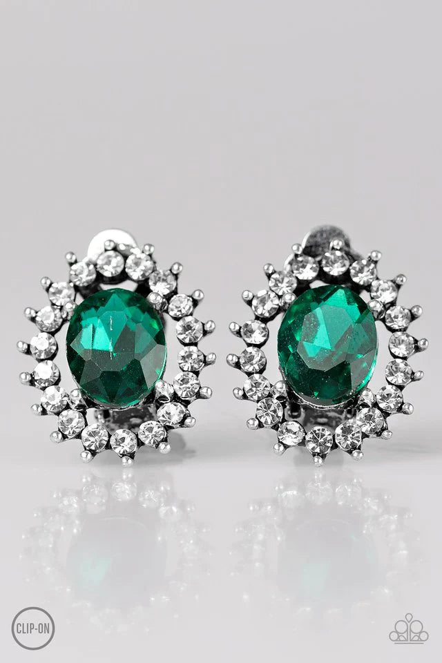 Paparazzi Earring ~ Glitter Glamour - Green