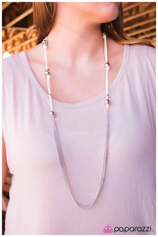 Paparazzi Necklace ~ Tied and True - White