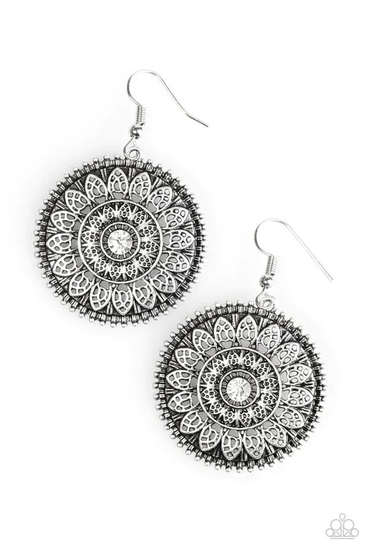 Paparazzi Earring ~ Garden Flower - White