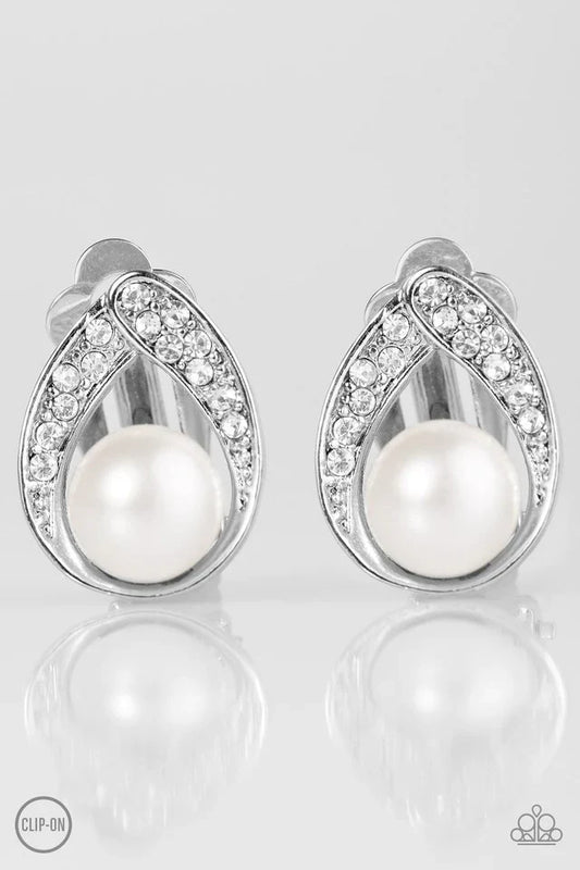 Paparazzi Earring ~ Top CLASSIC - White