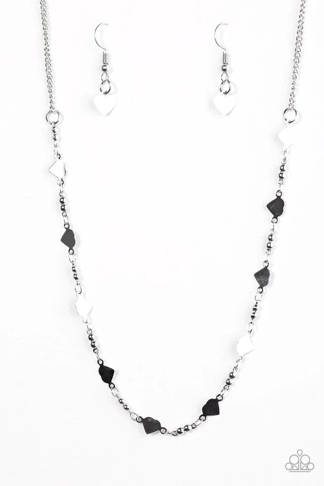 Paparazzi Necklace ~ Fierce Hearts - Silver