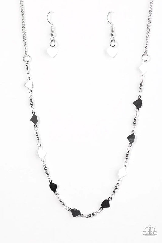 Paparazzi Necklace ~ Fierce Hearts - Silver