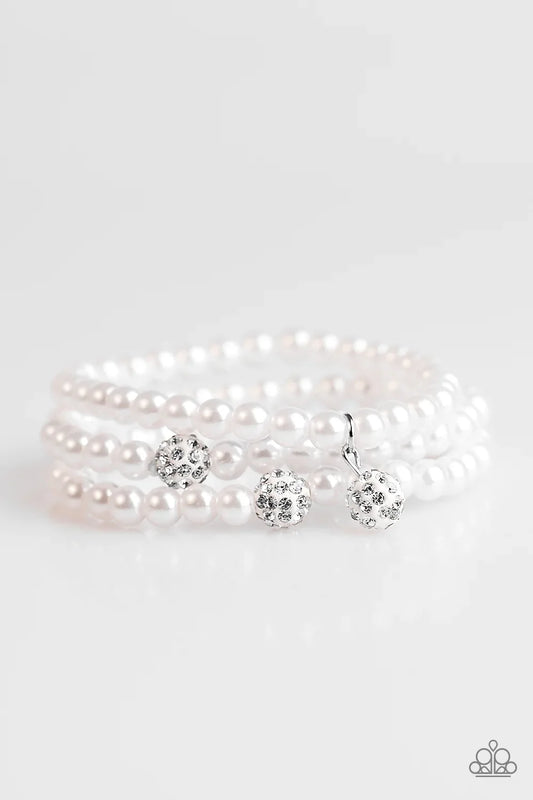 Paparazzi Bracelet ~ Certainly Cinderella - White