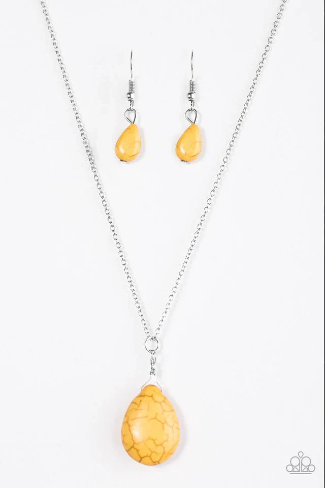Paparazzi Necklace ~ Stone Solo - Yellow