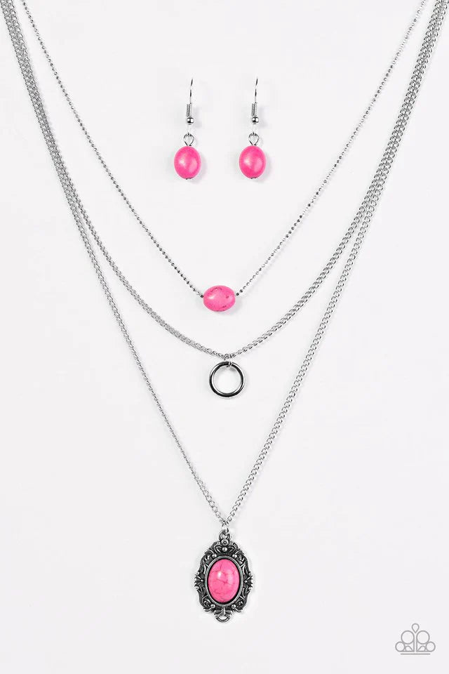 Paparazzi Necklace ~ Canyon Cavalier - Pink