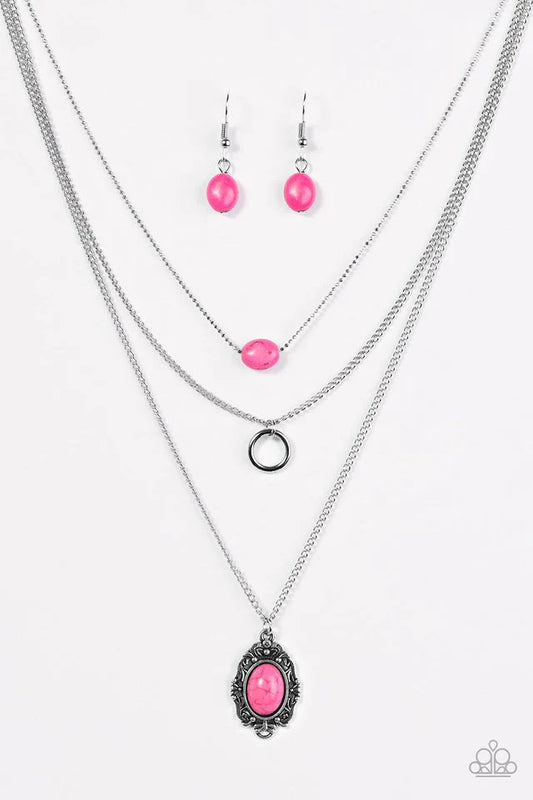 Paparazzi Necklace ~ Canyon Cavalier - Pink