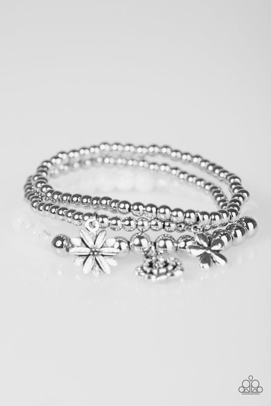 Paparazzi Bracelet ~ Gardenia Party - White