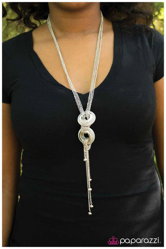 Paparazzi Necklace ~ Dazzling Duo - Silver