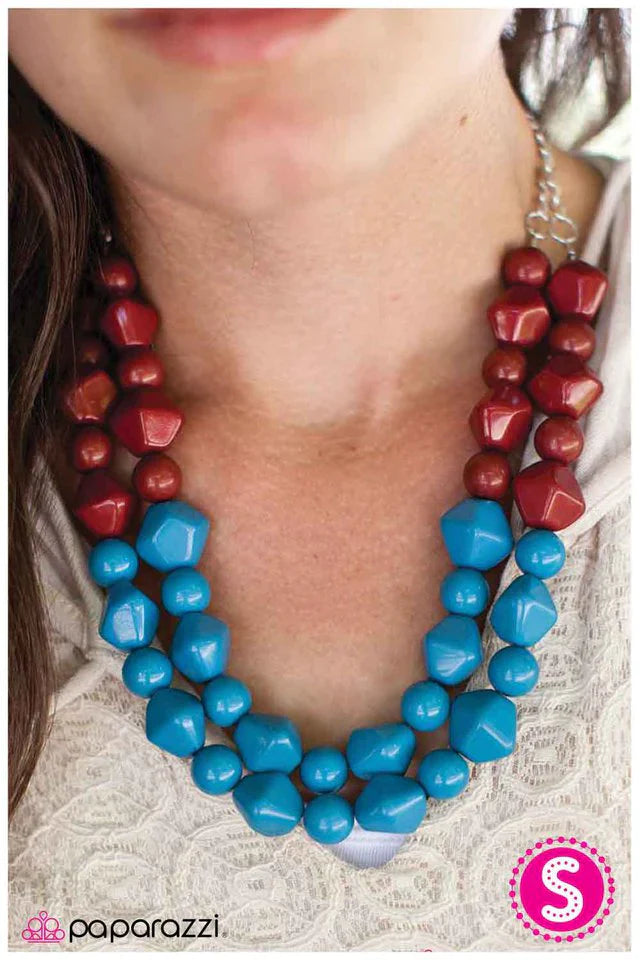 Paparazzi Necklace ~ Sea of Flames - Blue