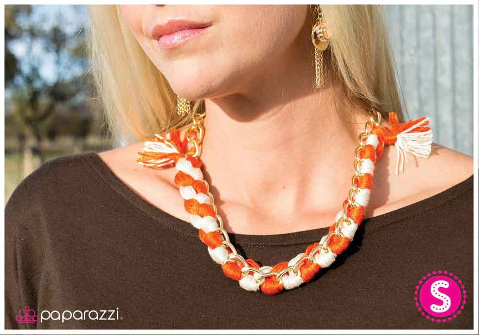 Paparazzi Necklace ~ String Me Along - Orange
