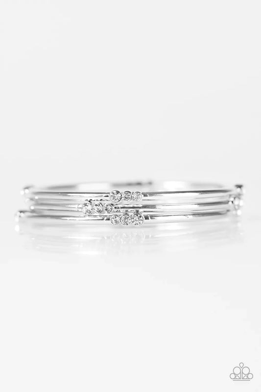 Paparazzi Bracelet ~ Glitter Is My Basic - White