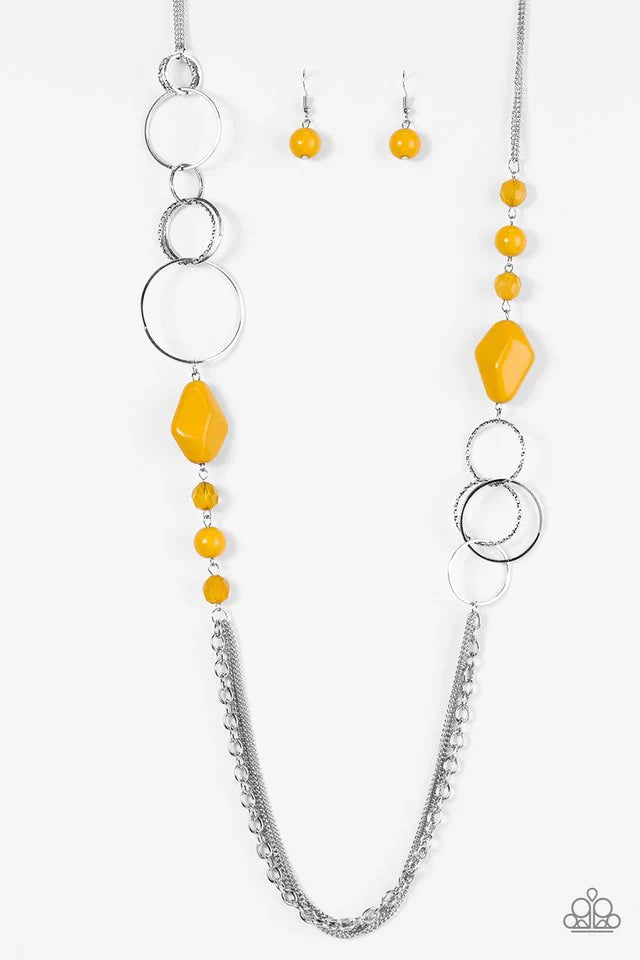 Paparazzi Necklace ~ Wonderfully Colorful - Yellow