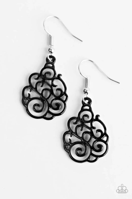 Paparazzi Earring ~ Happy DAZE - Black