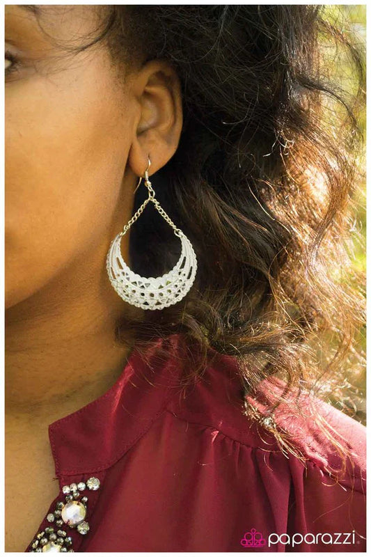 Paparazzi Earring ~ Over the Moon - White