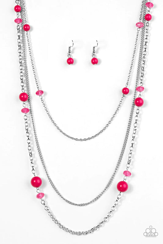 Paparazzi Necklace ~ Triple Tango - Pink
