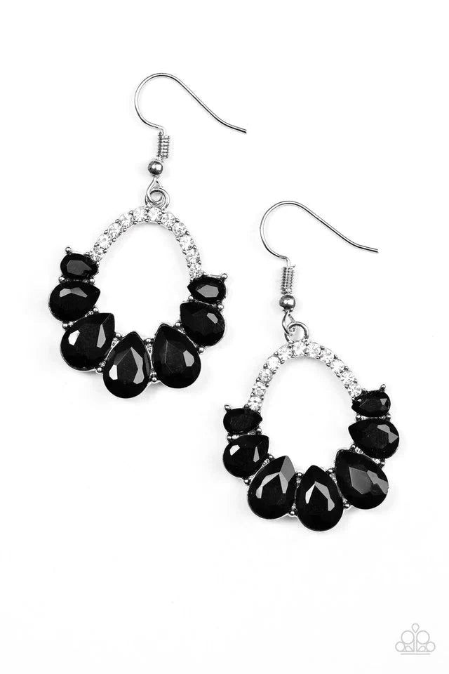 Paparazzi Earring ~ Kissable Shimmer - Black