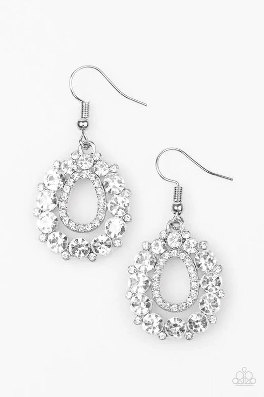 Paparazzi Earring ~ Struck By Sparkle - White