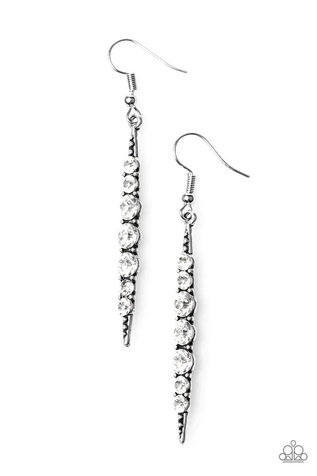 Paparazzi Earring ~ Sharp Dressed GLAM - White