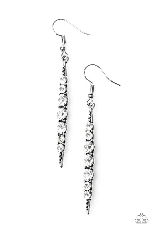 Paparazzi Earring ~ Sharp Dressed GLAM - White