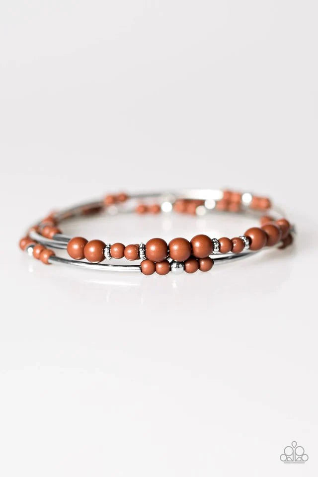 Paparazzi Bracelet ~ Twisting Tranquility - Brown