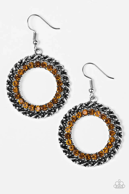 Paparazzi Earring ~ Grunge and Glitter - Brown