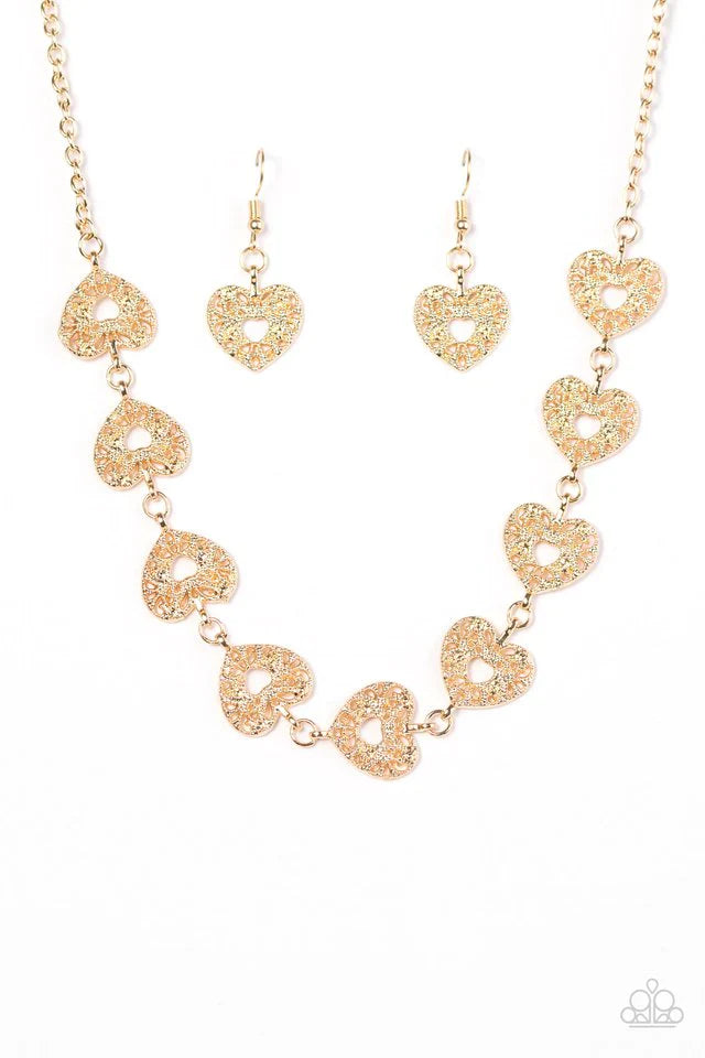 Paparazzi Necklace ~ Hearts Harmony - Gold