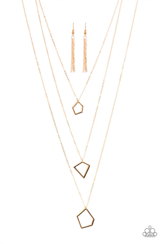 Paparazzi Necklace ~ Youre GEO-ing Down! - Gold