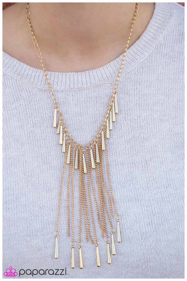 Paparazzi Necklace ~ Totally Tubular - Gold