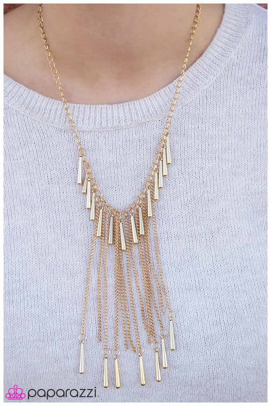 Paparazzi Necklace ~ Totally Tubular - Gold